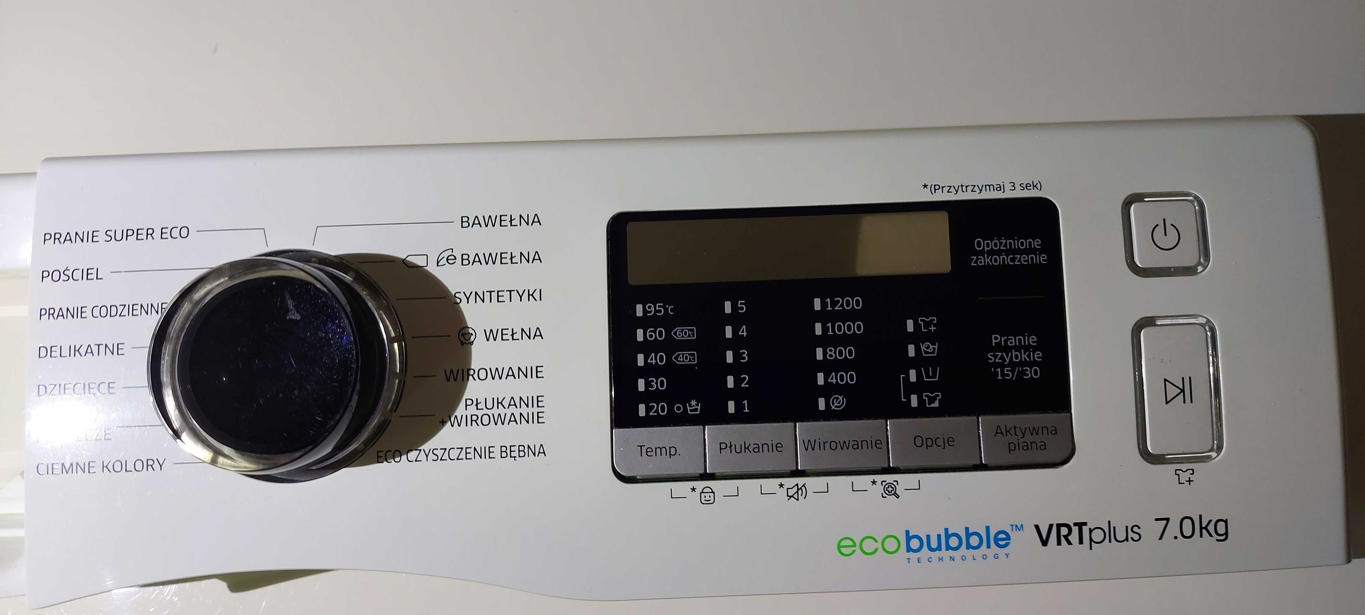 Panel kontrolny z wyświetlaczem pralki Samsung eco bubble