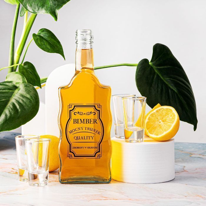 5x Butelka FALA 500 ml z nadrukiem BIMBER na wódkę z zakrętką
