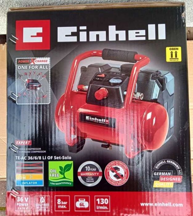 Zestaw Einhell PILARKA GE-LC 36/35 KOMPRESOR TE-AC 36/6/8 + 2x aku 4ah