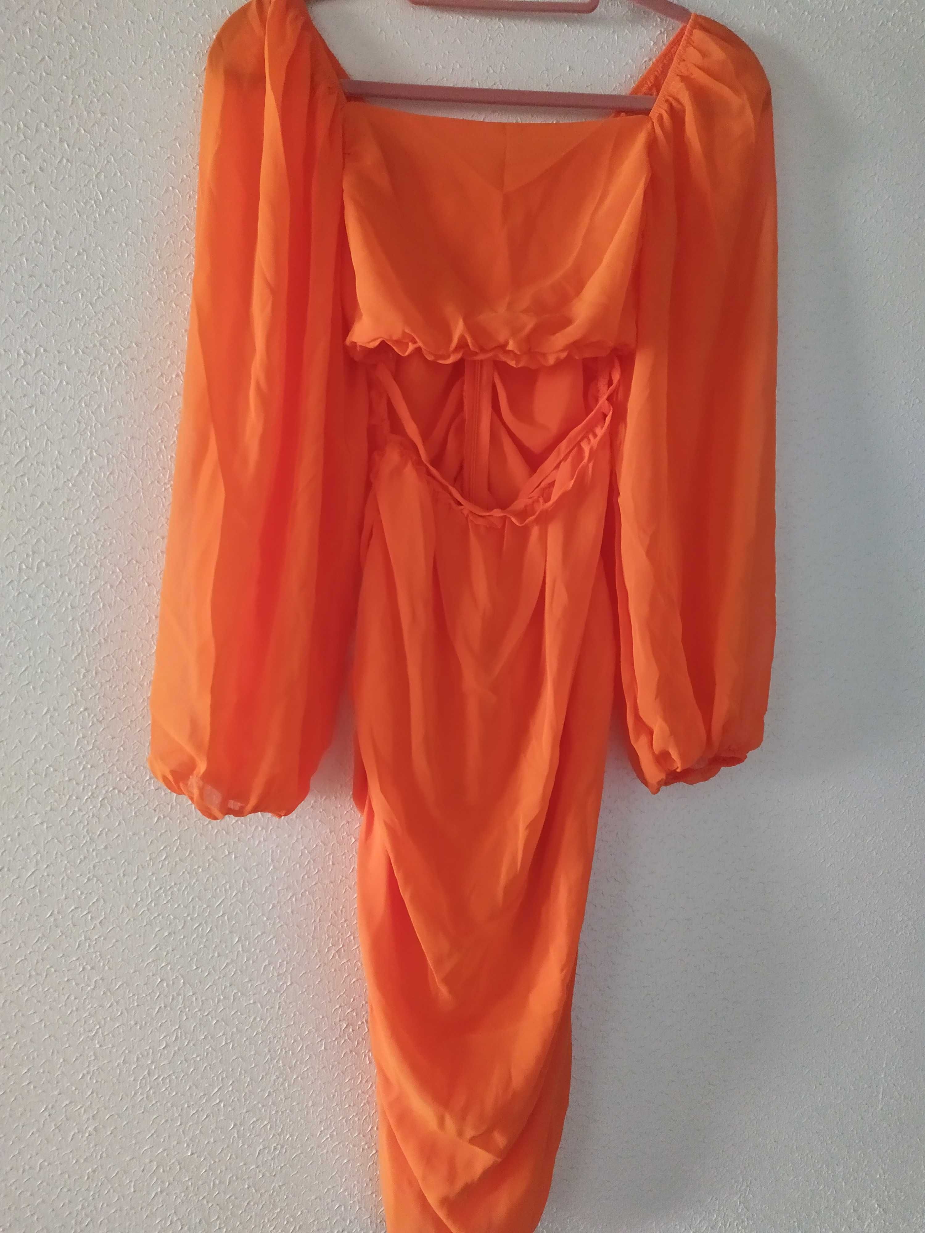 Vestido laranja midi