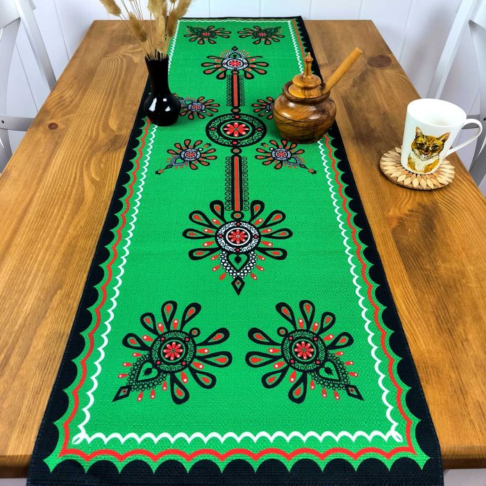 Folkowy Bieżnik na Stół 120x40 cm – Polski Produkt, Laserowy Nadruk