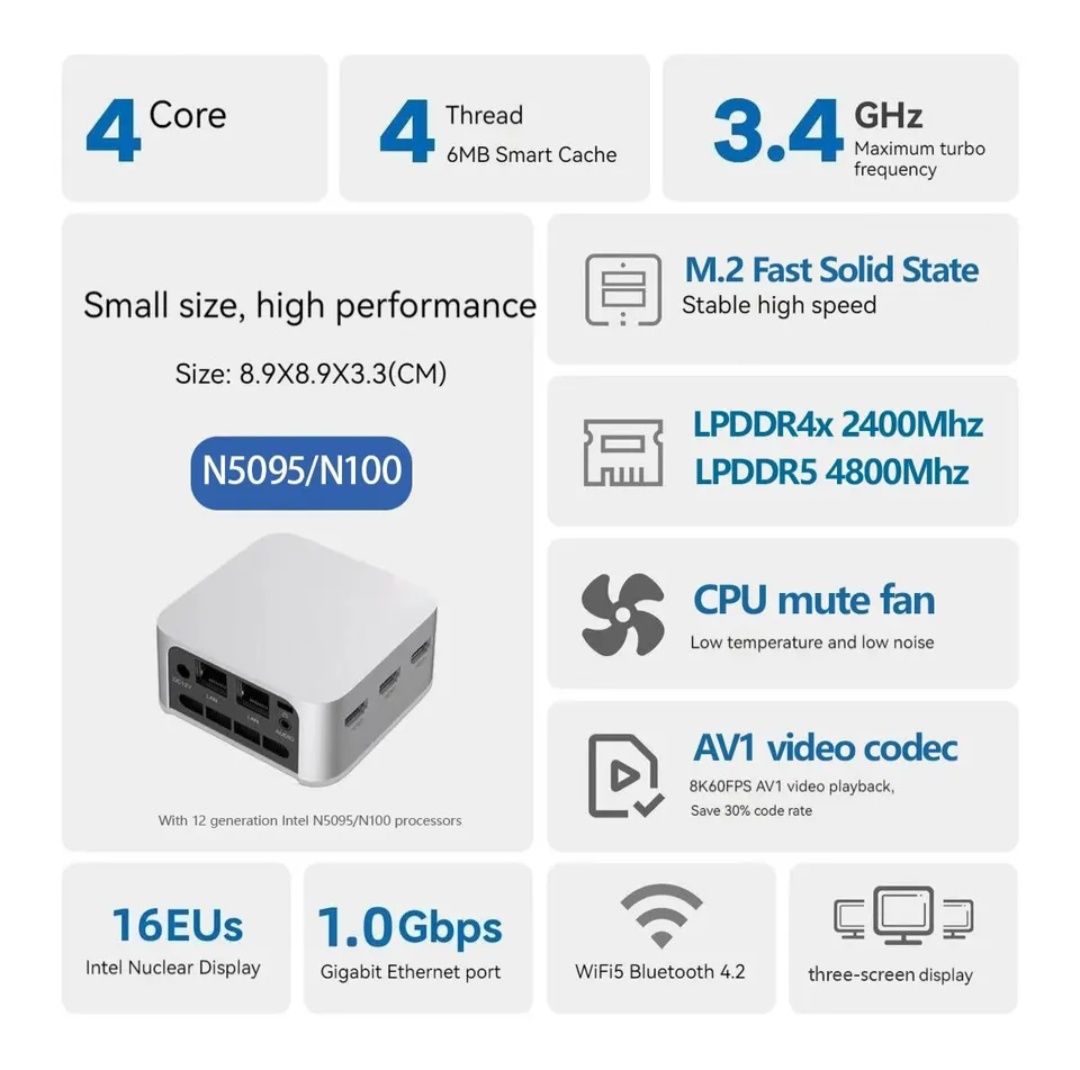 [NOVO] FIREBAT T8 Pro Plus Mini PC Intel Celeron N100 Computador