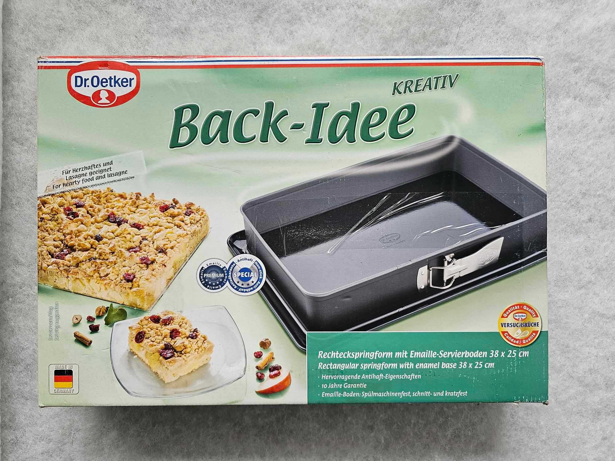 Dr. Oetker  prostokątna tortownica blacha z emaliowanym dnem 38 x 25cm