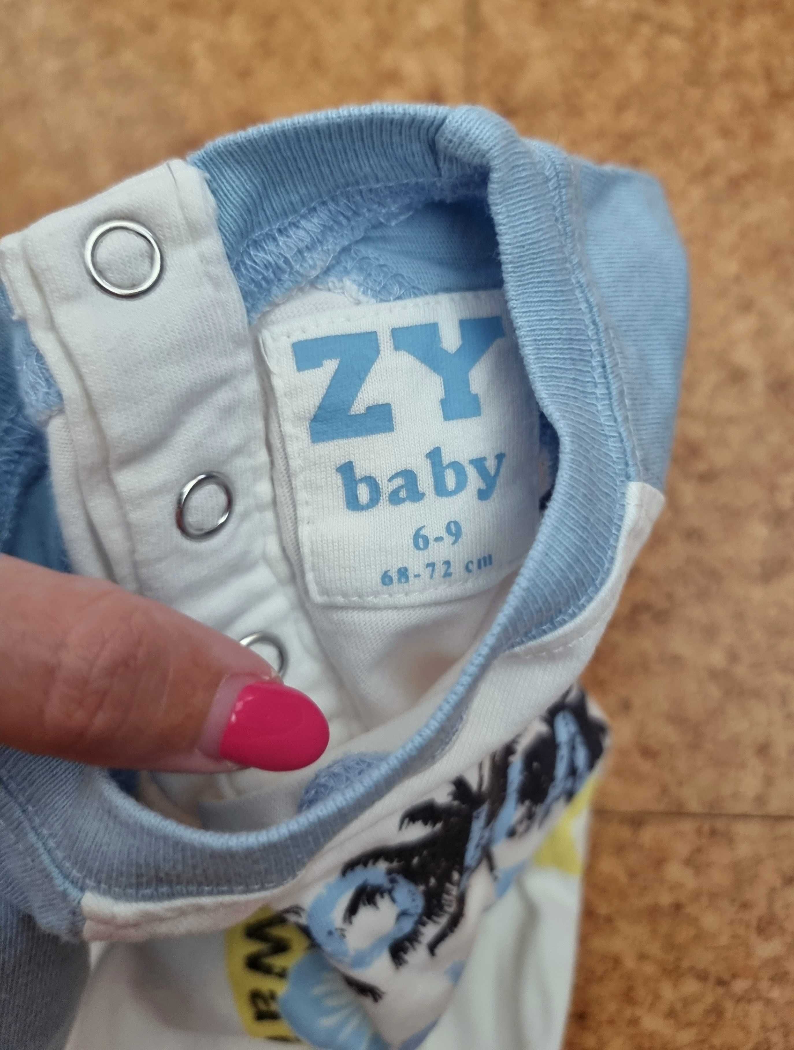 T-shirt azul e branca Aloha Waikiki Beach ZY Baby, 6-9 meses