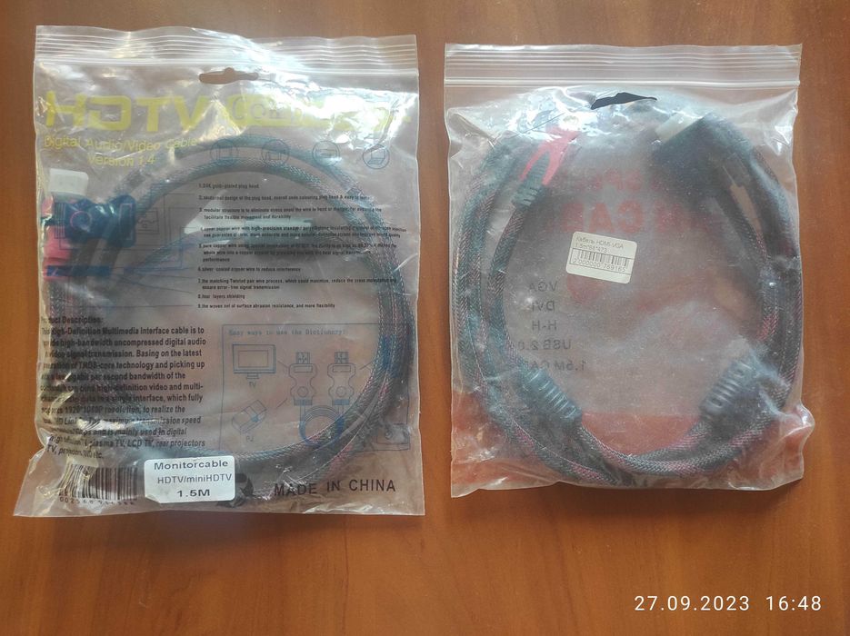 Кабель HDMI новые, 2 шт разные, 1,5 метра (цена за оба)