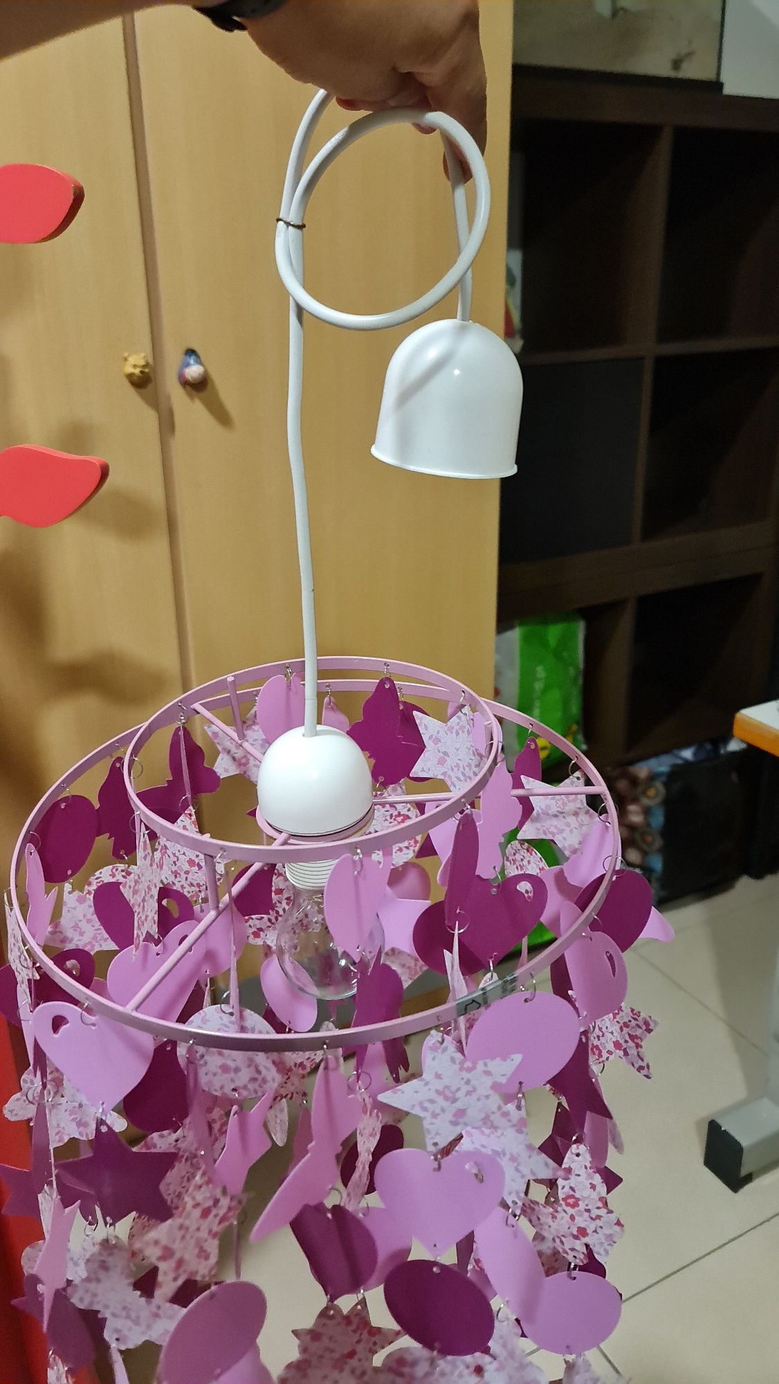 Candeeiro cor de rosa