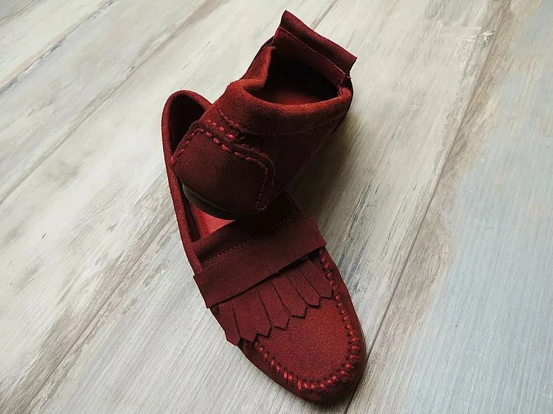 Gaimo Mocasines Mokasyny Bordowe Nowy Model Skóra Naturalna Skórzane