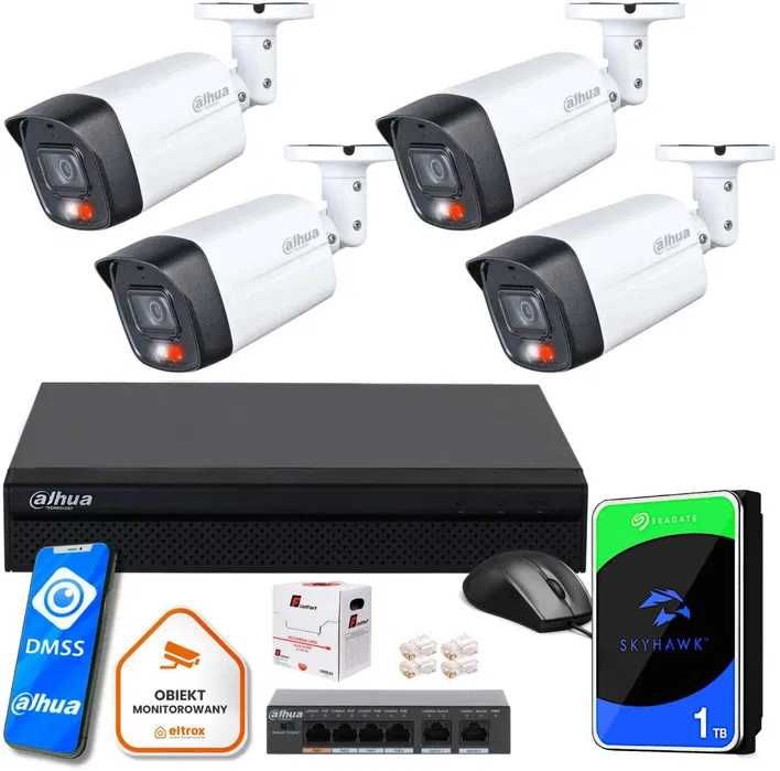 Zestaw monitoringu IP Dahua NVR 4 kamery 4MPx Eltrox Opole