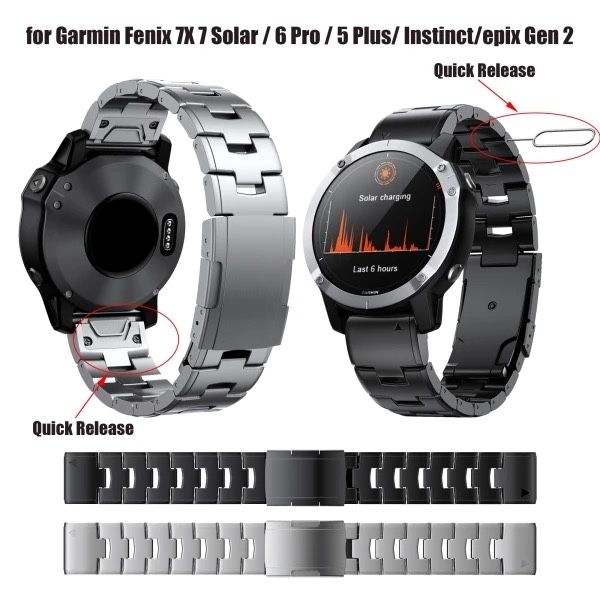 22 26 мм Quick Fit титановий металевий ремінець для годинника Garmin