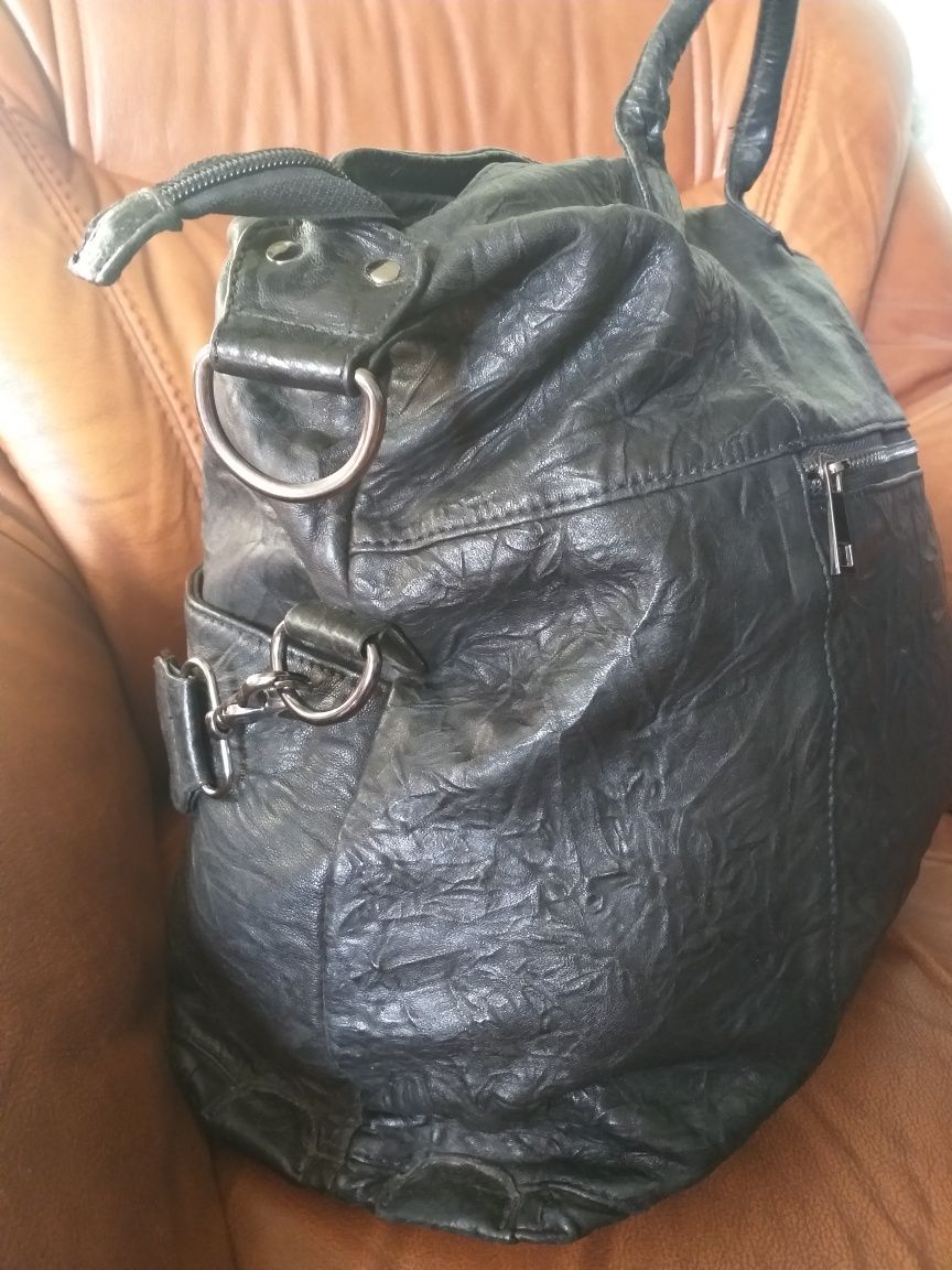 Кожаный саквояж, сумка-трансформер, 2 размера, ОЧЕНЬ вместительная
