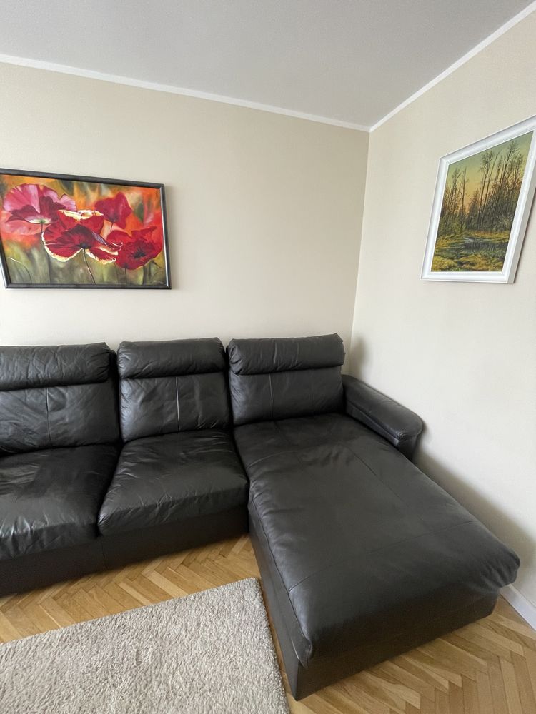 Sofa skórzana ciemnobrązowa Ikea