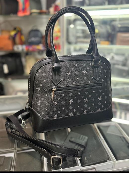 Сумка женская David Jones черная и коричневая на 2 ручках