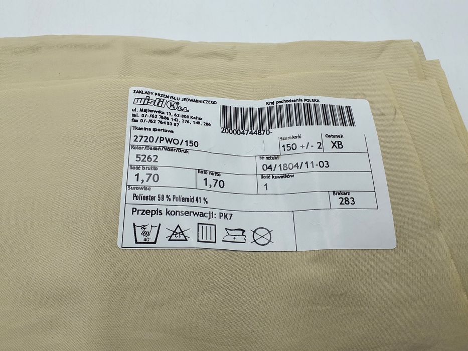 Tkanina sportowa kupon 1,70 m.x 150 cm.