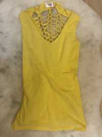 Bluzka damska żółta Sara Zago xs 34 pleciona bawełna top koszulka