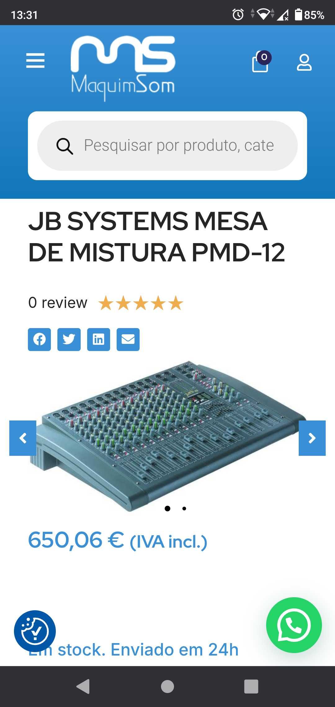 Mesa Som JB Systems Amplificada