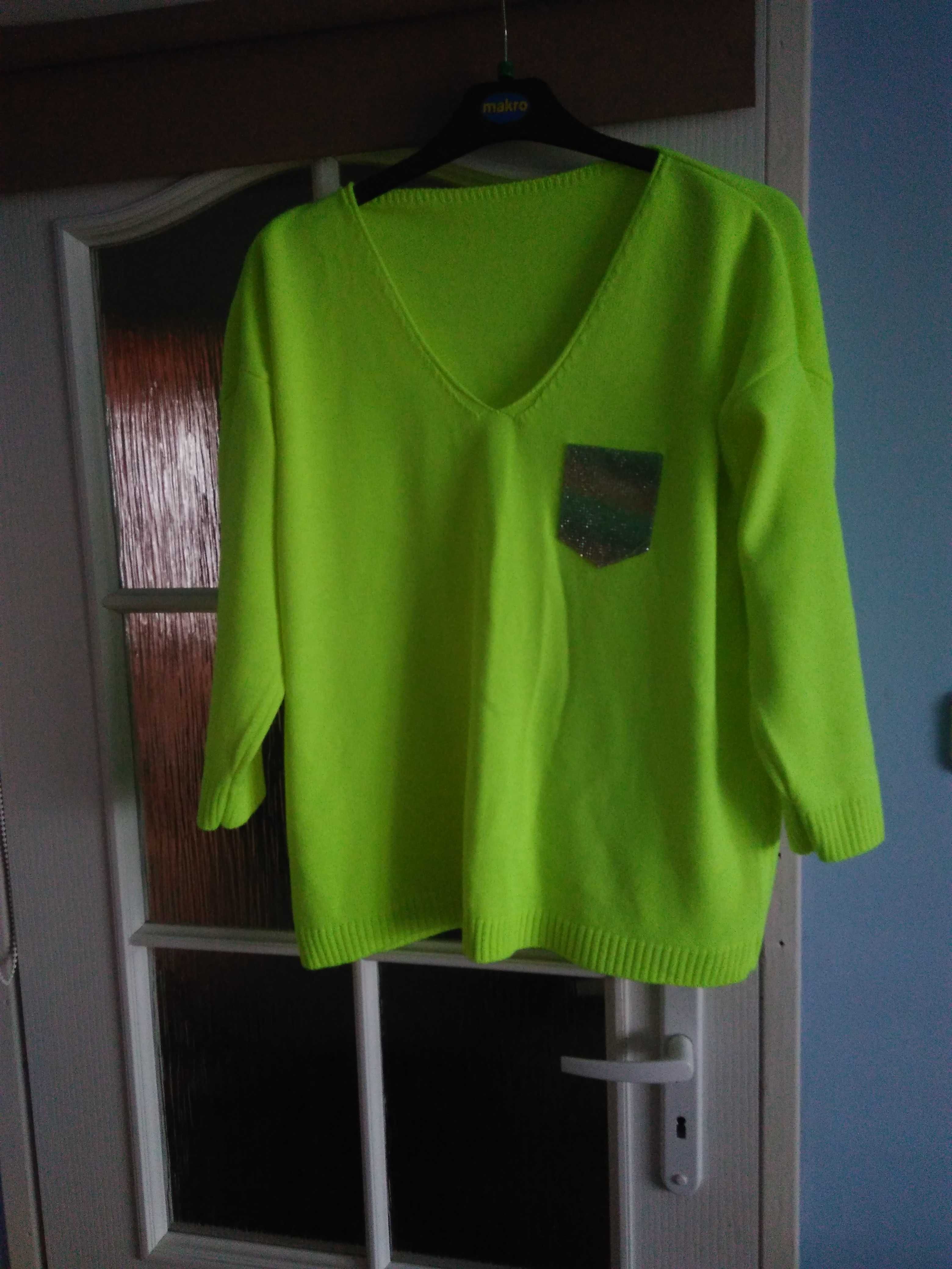 Sweter sweterek damski XL limonkowy