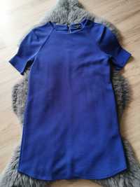 Kobaltowa sukienka krótki rękaw