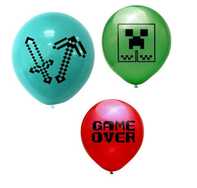 Balony Minecraft, clipper - 10 szt - urodziny - nowe