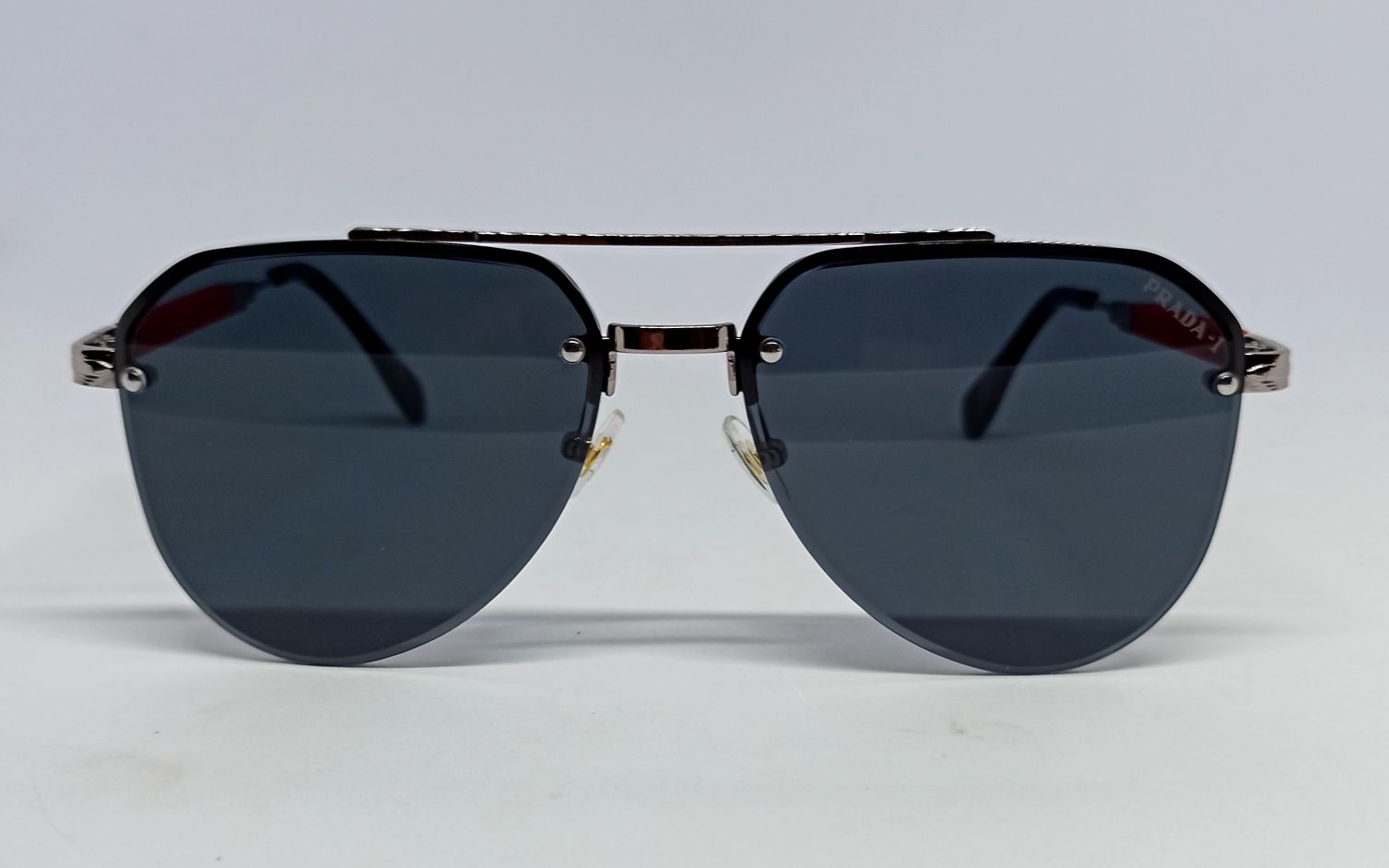 Мужские брендовые очки капли черные однотон с красн резин вставками