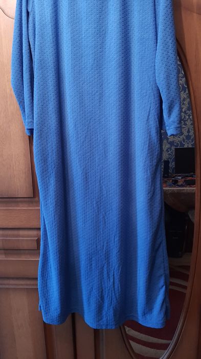 Платье домашнее стрейчевое с карманами, размер 52