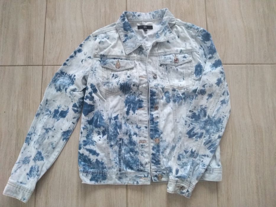 Bluza jeansowa katana narzutka niebieska tie dye S