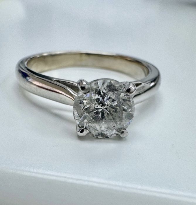 Zloty pierscionek z naturalnym diamentem 1,12ct E SI zareczynowy