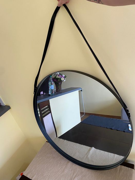 Lustro 80 cm czarne okrągłe