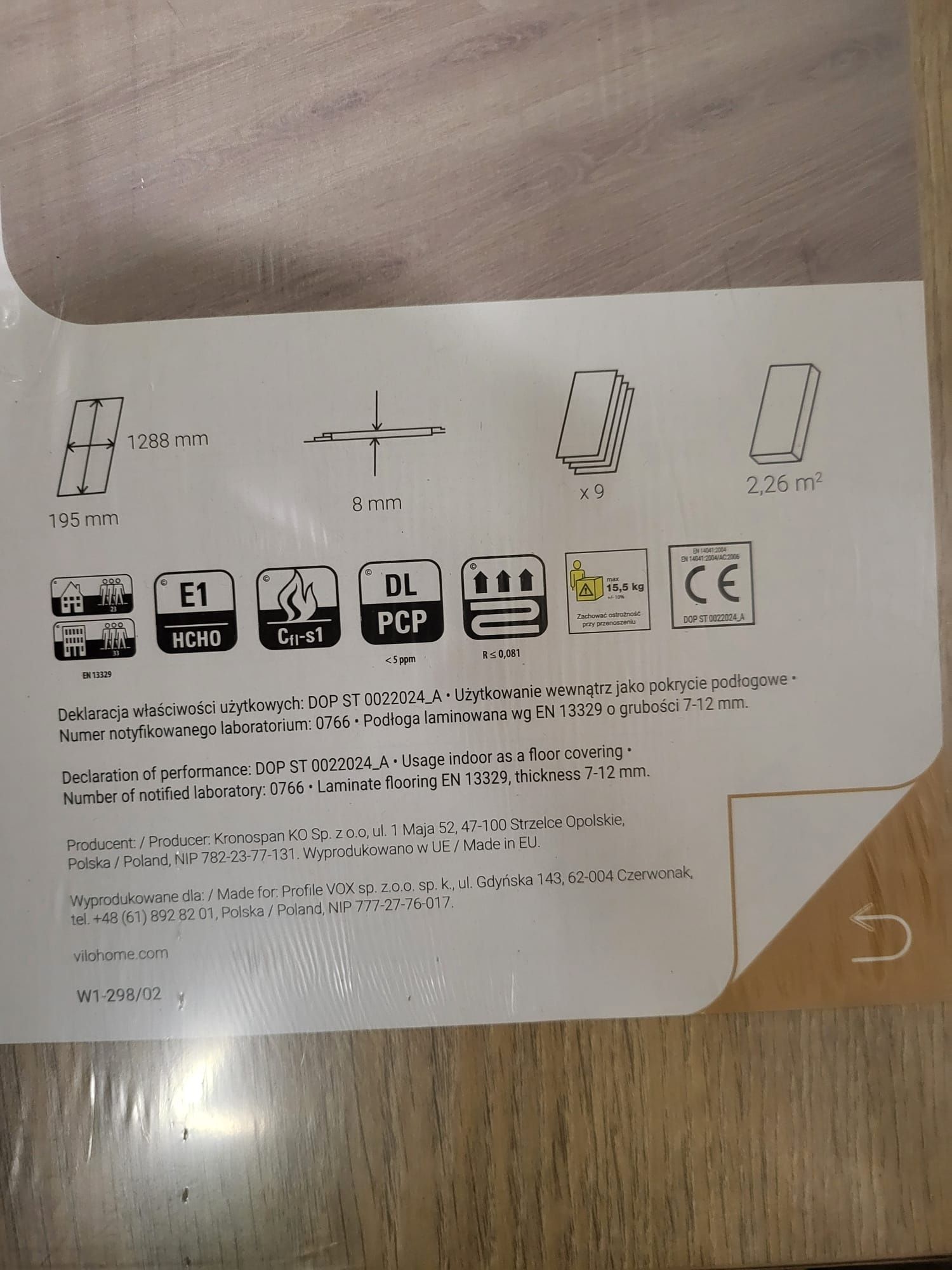 Panele  podłogowe - nowe -   Vilo klasa AC5