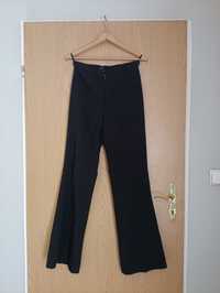 Damskie czarne spodnie eleganckie szerokie z kantką w kantke rozmiar 3