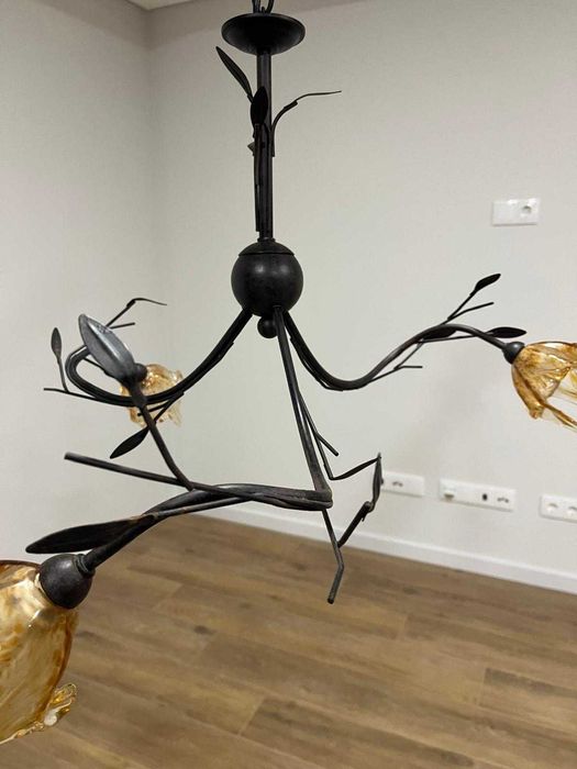 Conjunto de candeeiros Vintage de ferro e loiça BAIXA DE PREÇO