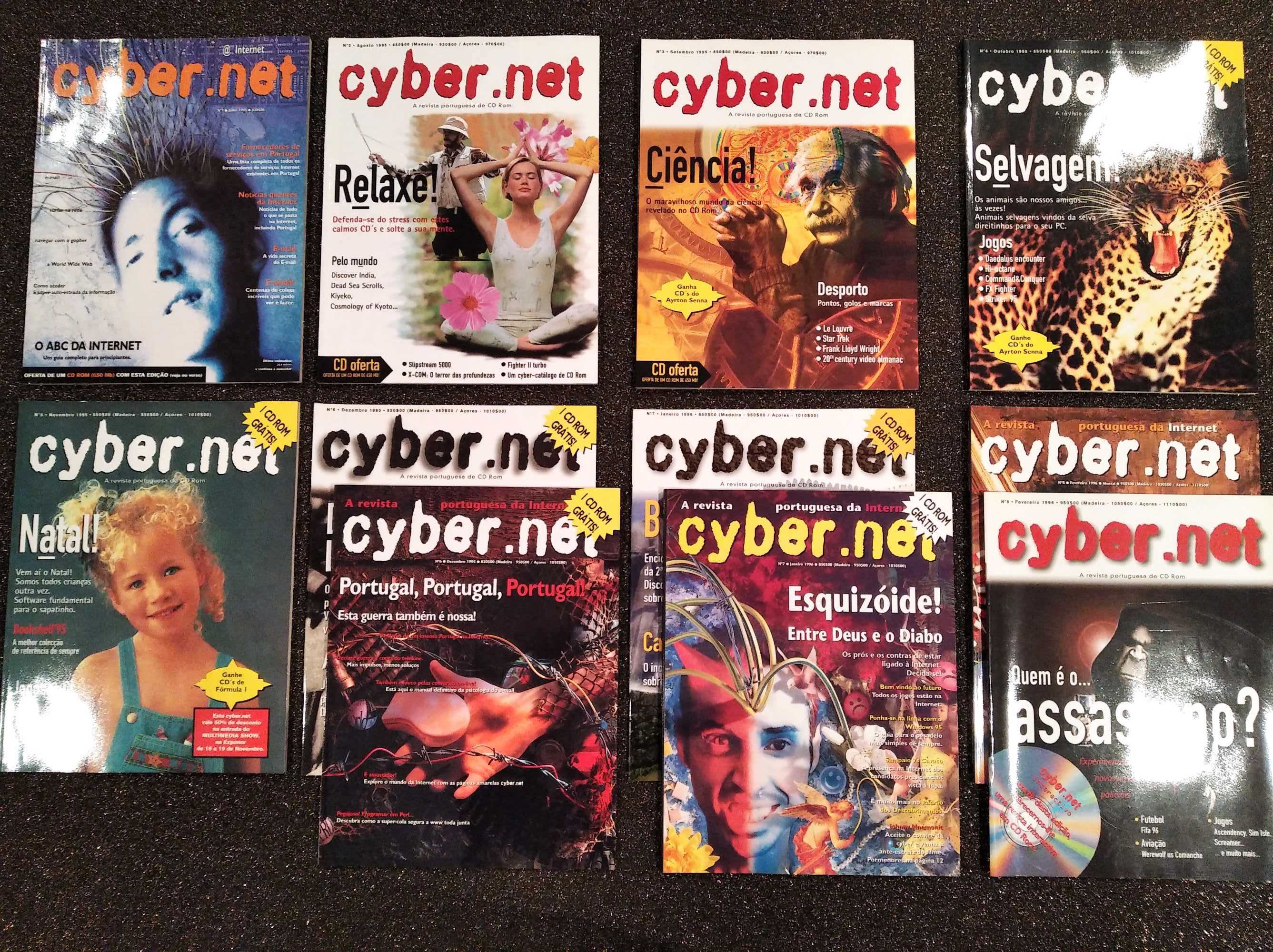 Revistas Cyber.net 1 a 8 (1995 e 1996) para colecionadores
