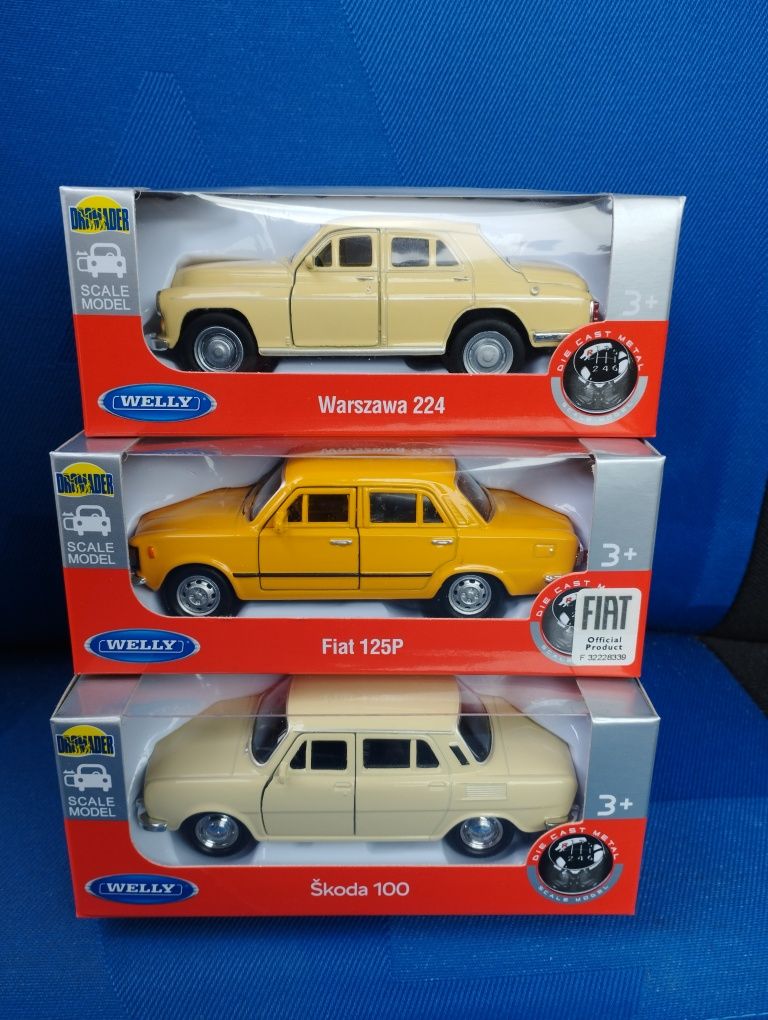 Welly kolekcja aut PRL Warszawa 224 Fiat 125p Skoda 100