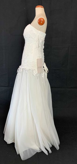 Piękna nowa suknia ślubna 38/40 M/L Litera A koronka cekiny gorset