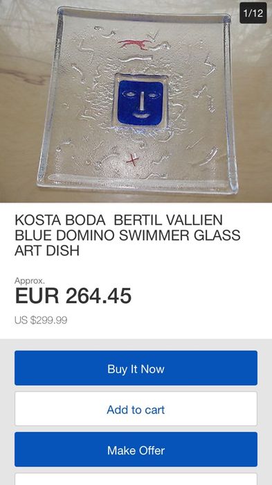 Kosta Boda - Dominó Swimmer p/ coleccionadores