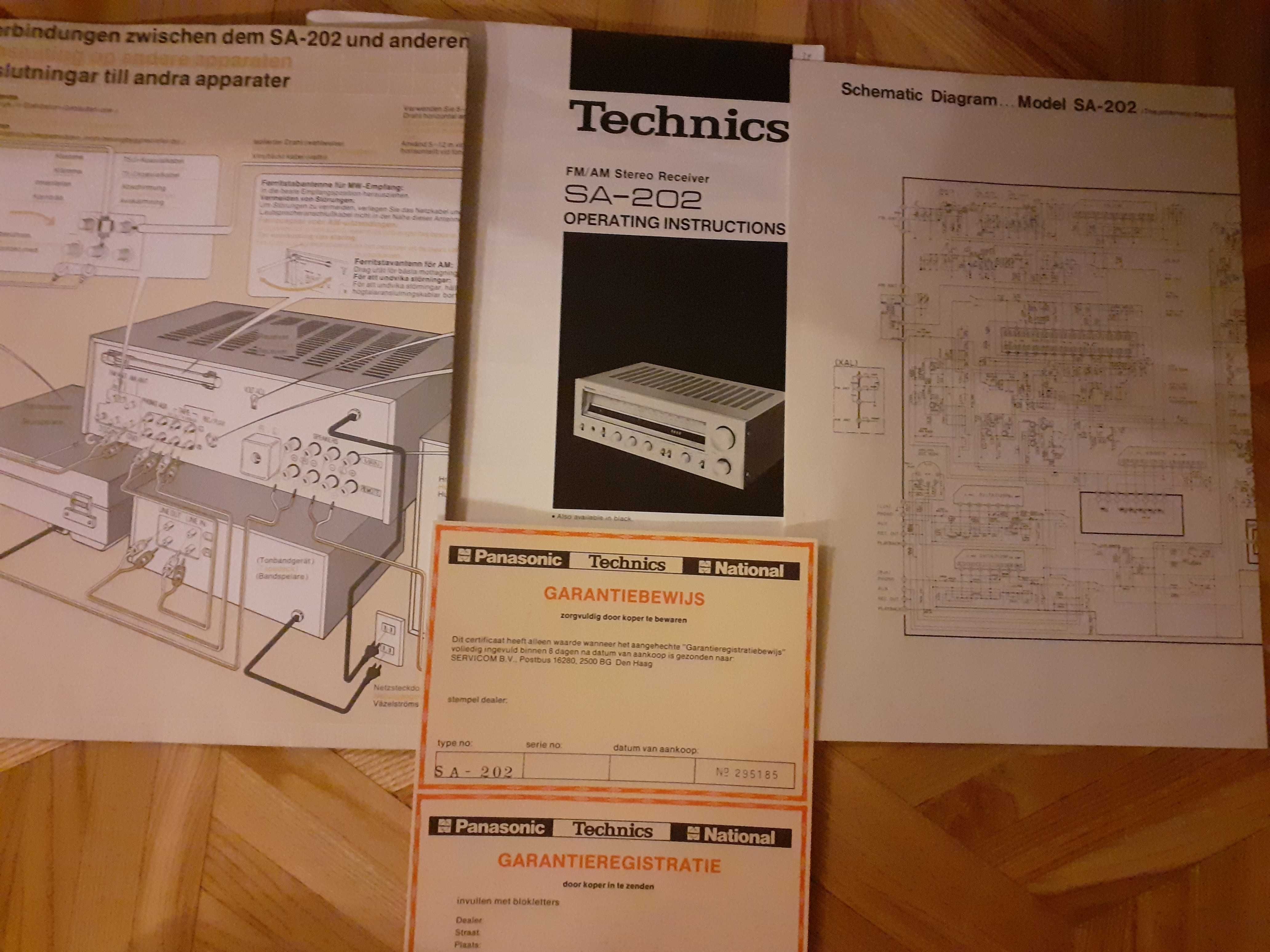 Technics SA-202 amplituner oryginał jak nowydokumentacja