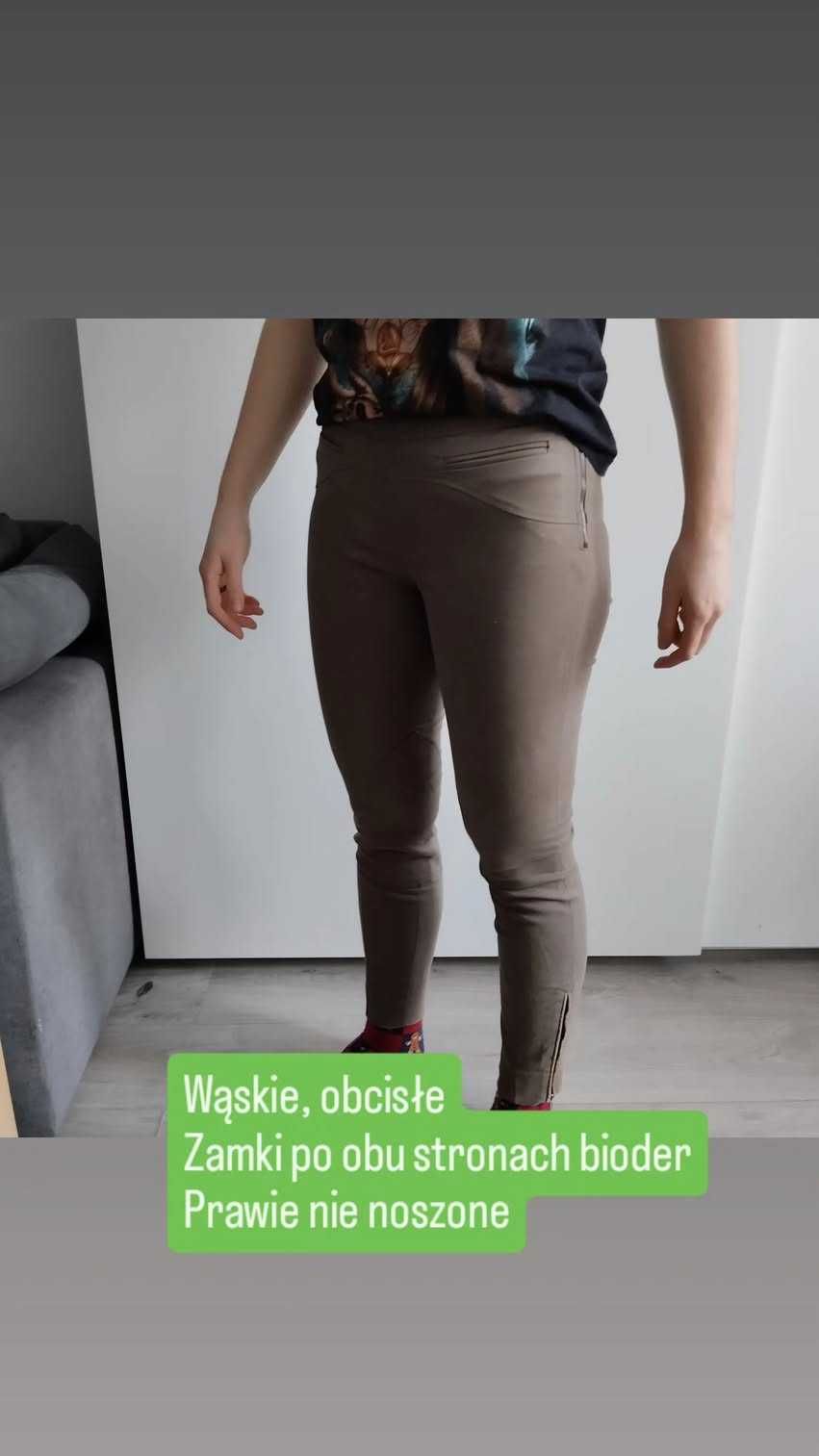 Wąskie spodnie w khaki w stylu jeździeckim