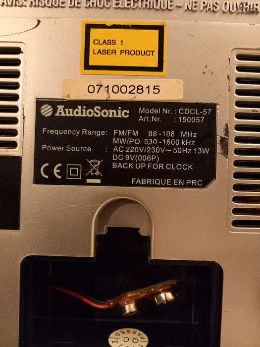 Boombox AudioSonic radio z FM CD zegar I budzik. Tanio!!!