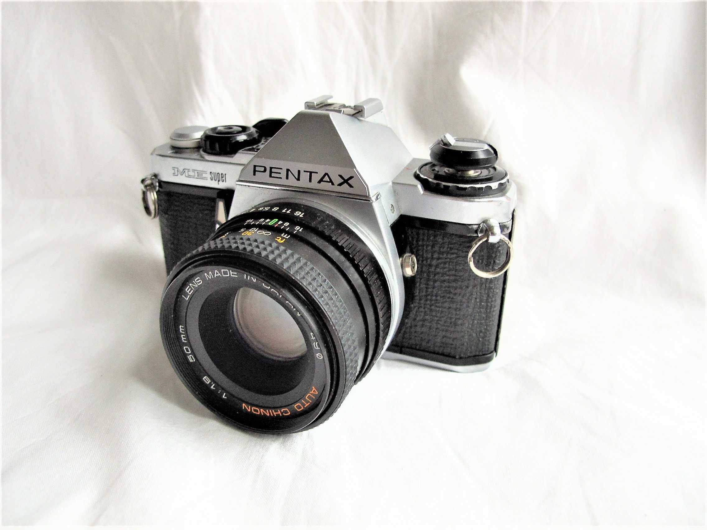 Aparat analogowy Pentax ME Super Obiektyw Auto Chinon 50/1.9 lata 80