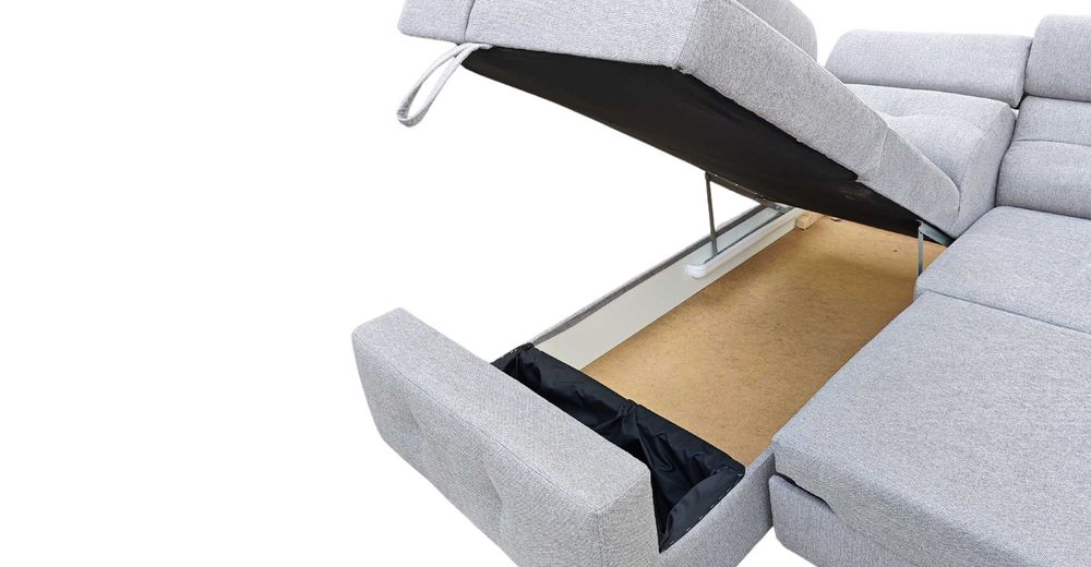 Duży Narożnik Sofa Porto II, Pikowany, wygodny, Gąbka HR, Sprężyny