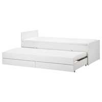 Łóżko IKEA SLAKT Rama łóżka z łóżkiem dolnym/pojem, biały, 90x200 cm