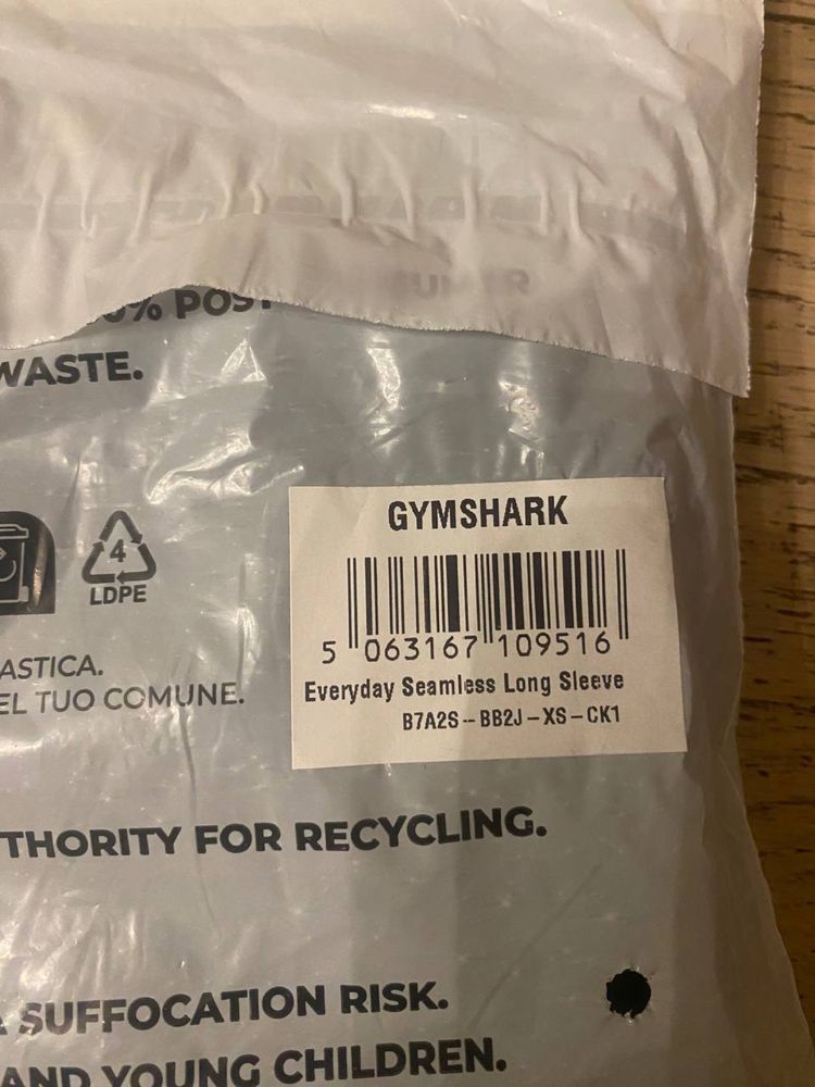GymShark Codzienny bezszwowy top z długim rękawem XS