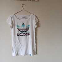 Adidas S biała koszulka / t-shirt z nadrukiem