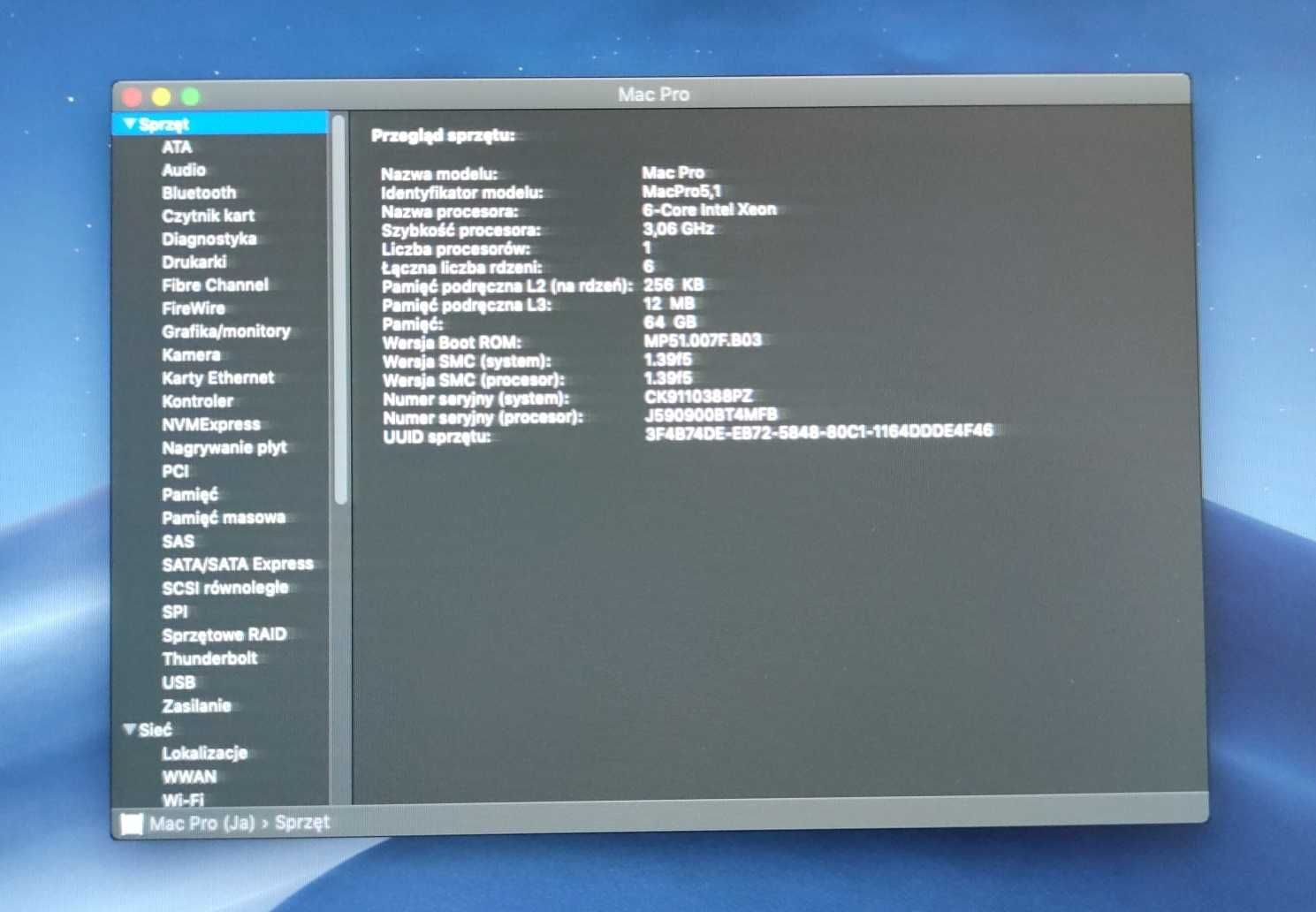 Apple Mac Pro 5,1 RAM-64GB Procesor 6 core