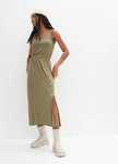 B.P.C sukienka midi z guzikami khaki z wiskozy 44/46.
