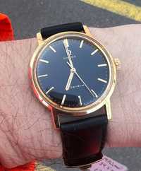 Zegarek Omega Geneve złota 14k piękna oryginalna czarna tarcza