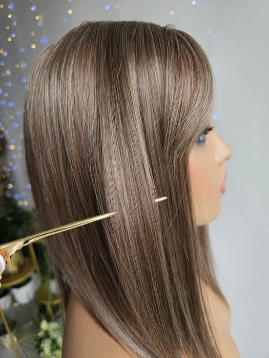 Tupet topper mysi brąz 3D z grzywką Beata 40 cm naturalna gęstość