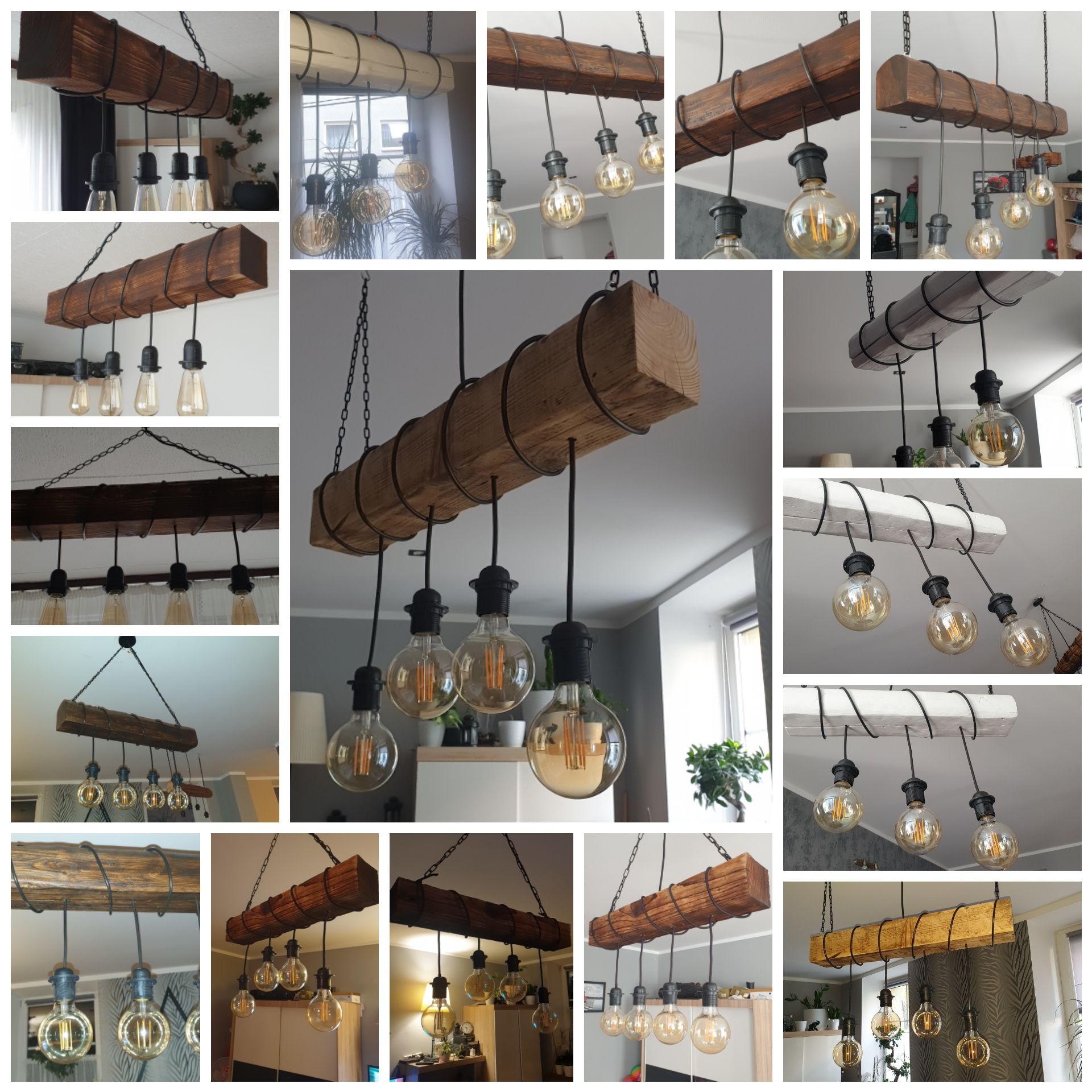 Lampa wisząca loft stara belka retro vintage rustykalna  stare drewno