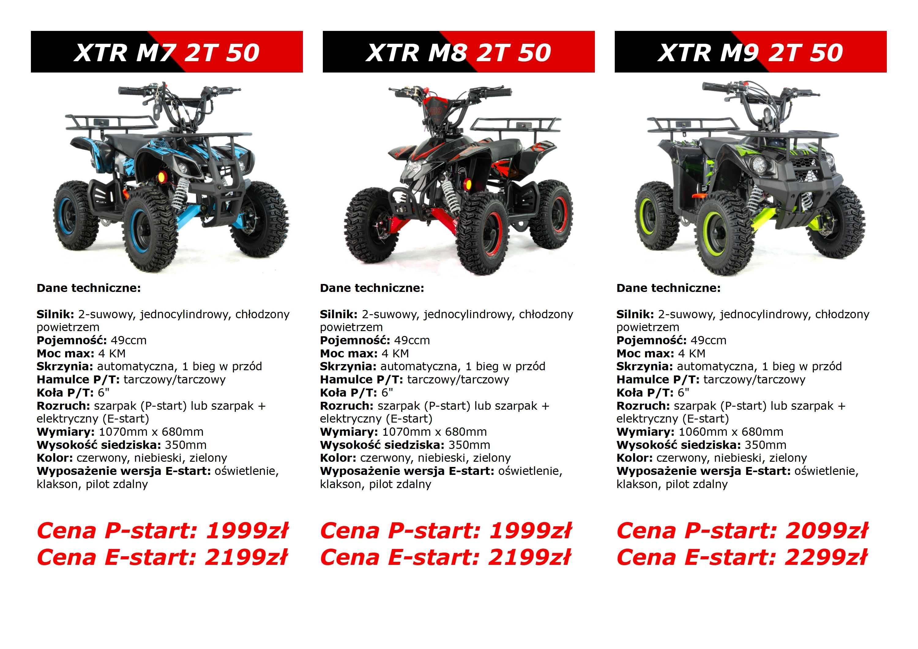 Mini Quad dla dziecka XTR M7 M8 M9 2T 50 Pocket Raty Dostawa