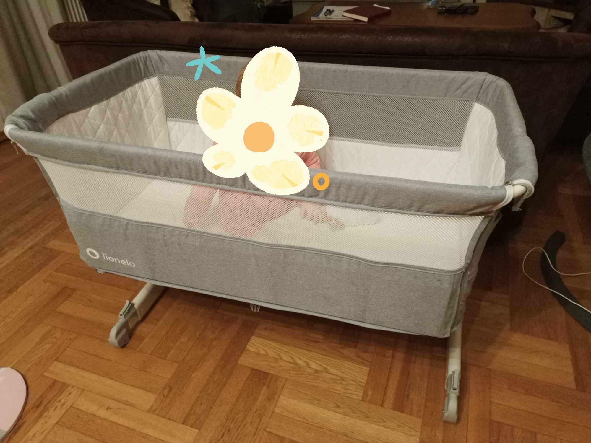Dostawka/ łóżeczko szara jak nowa