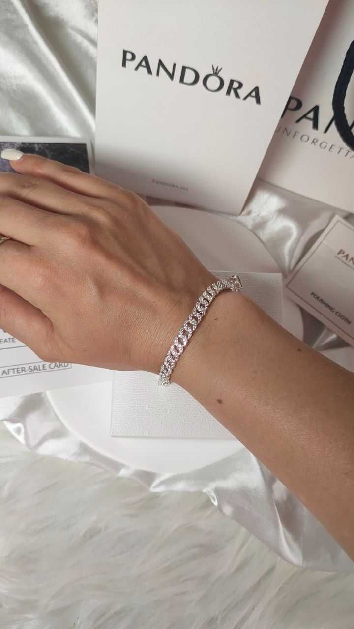 Срібний браслет Pandora Сяюче паве. Браслет пандора каміння
